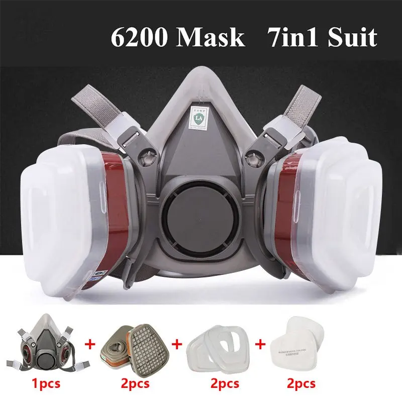 6200 7 in1 Gas Mask Gas-Proof  - đánh giá và giá Respirator Half Face