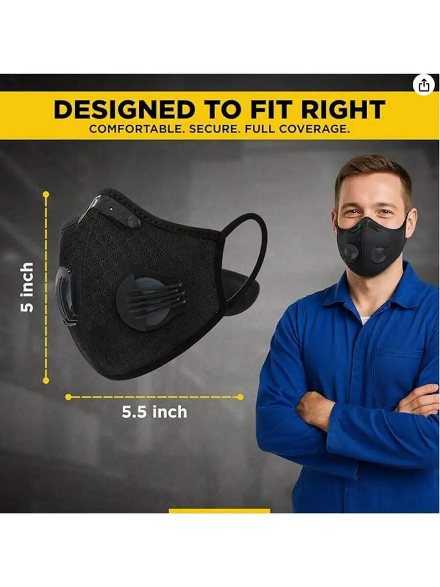 2-Pack Reusable Half Face Mask - đánh giá và giá Black Face Mask Pack
